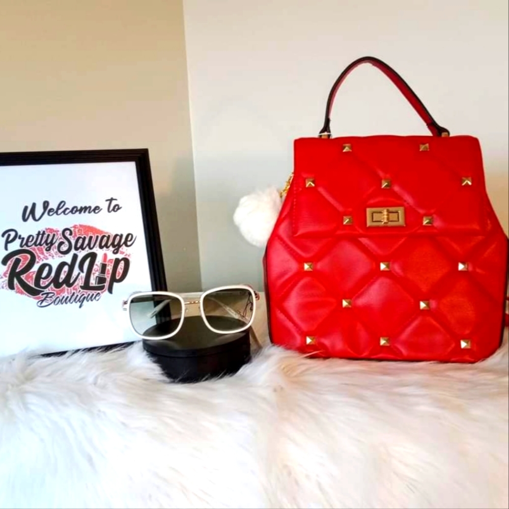 Brand New Red and gold back pack purse